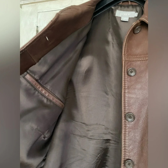 J. Crew 100% Brown Leather Jacket - Picture 5 of 5